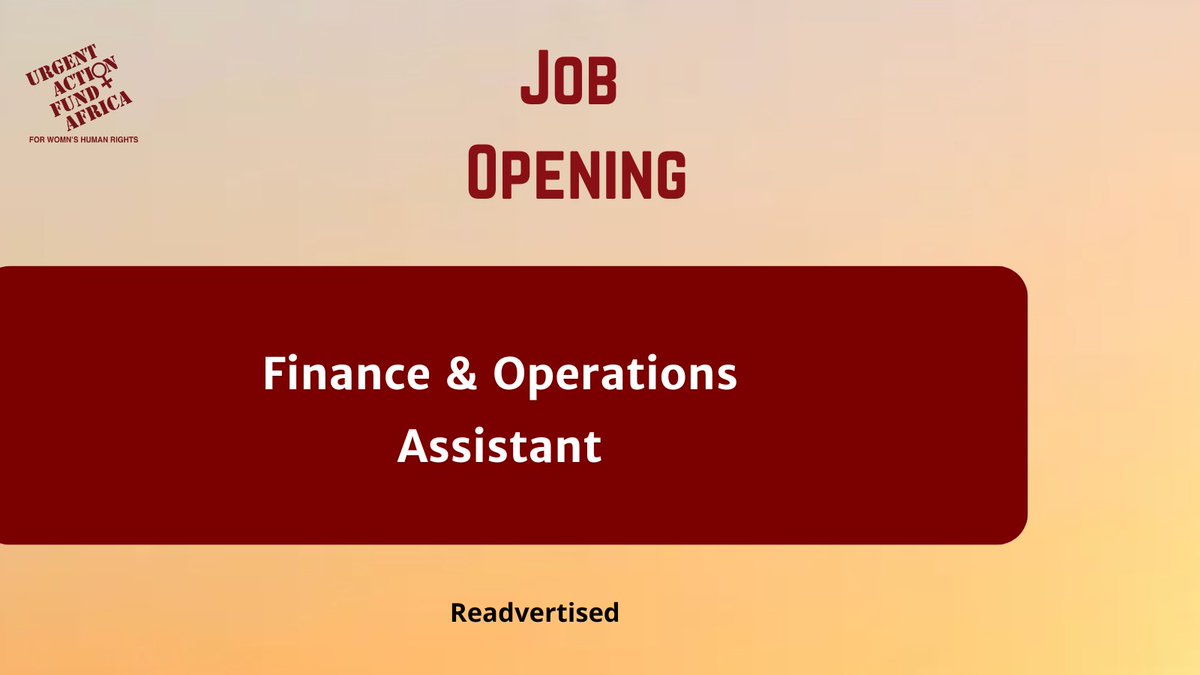 𝐖𝐞 a𝐫𝐞 𝐇𝐢𝐫𝐢𝐧𝐠! 

Urgent Action Fund Africa is looking for a Finance &amp; Operations Assistant to join our team.  
Follow this link for more details: rb.gy/dqsvzt