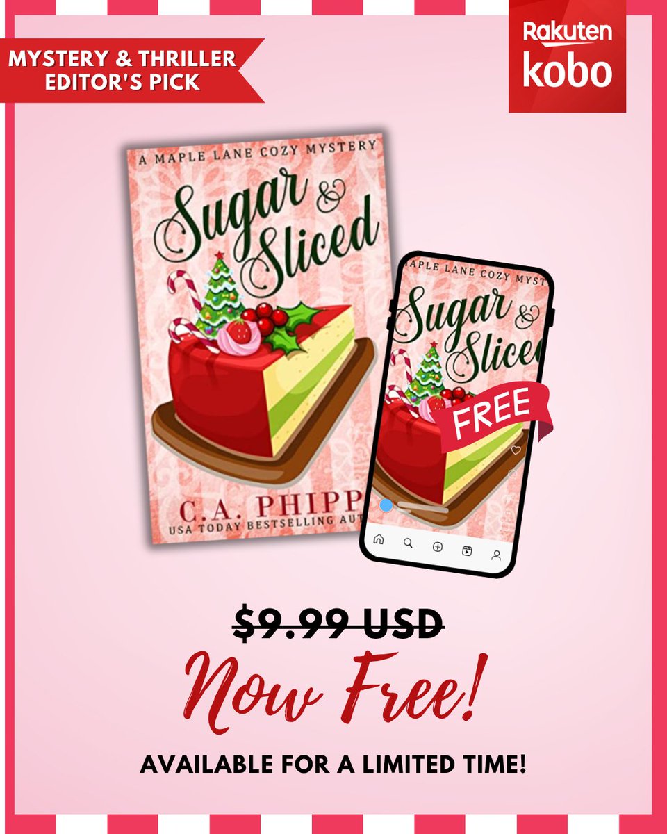 🍰 Sugar and Splice by C.A. Phipps is FREE on Kobo—for a limited time!

A body at her feet. A cat with sass. A mystery that’s anything but sweet. 🐾🔍Grab this Editor’s Pick cozy

read now → kobo.com/p/free-ebooks#… #FreeEbook #KoboFree #SugarAndSplice #CatSleuth #MysteryReads