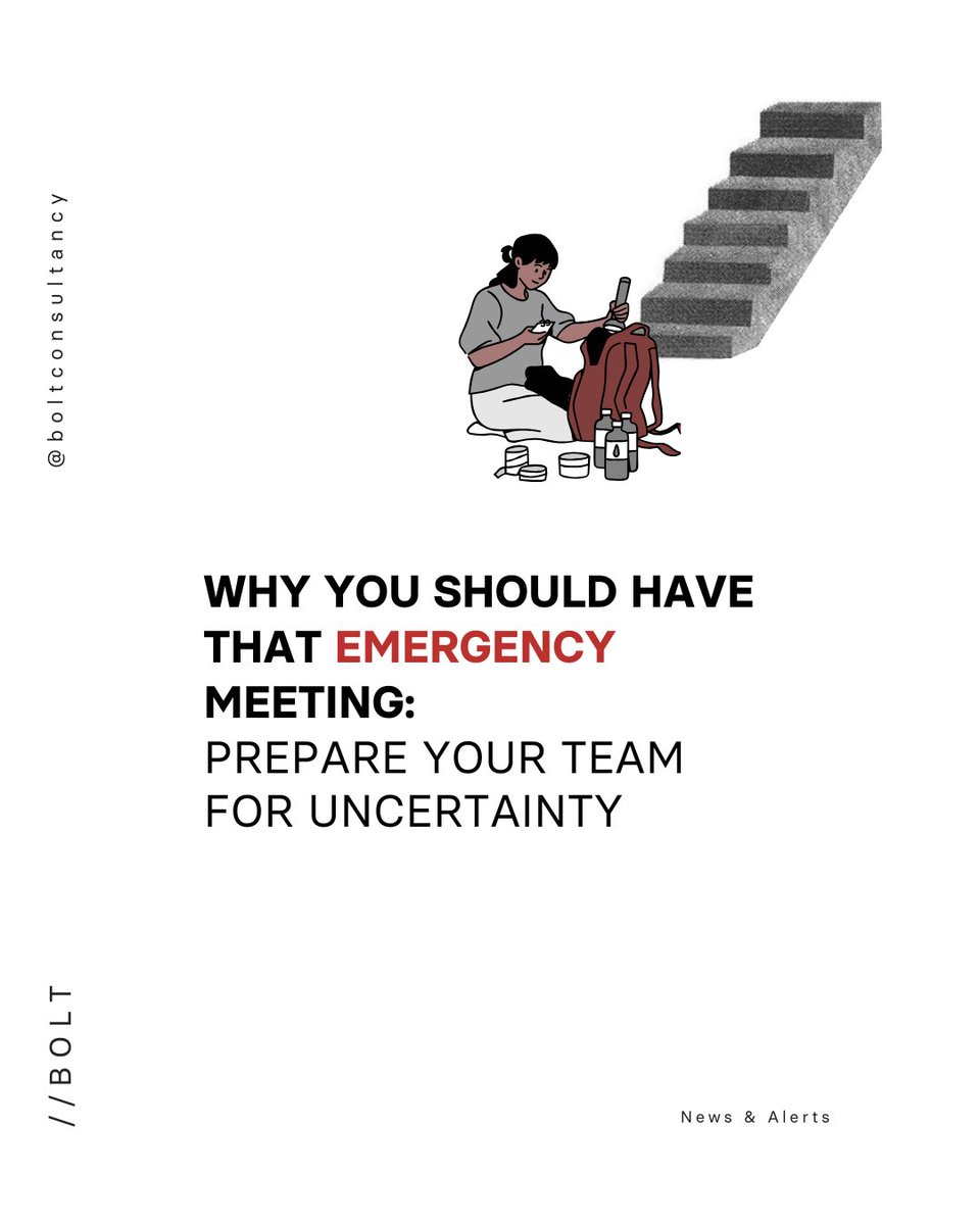 BoltConsultancy's tweet photo. If you’re leading a team, here’s a quick checklist to walk through with them:

✅ Are people’s passports, meds, and emergency contacts updated?
✅ Do we have a basic supply list prepped for those in the region?
✅ What are our info-sharing rules during a crisis (to avoid panic)? https://t.co/8SmAvgMZrx