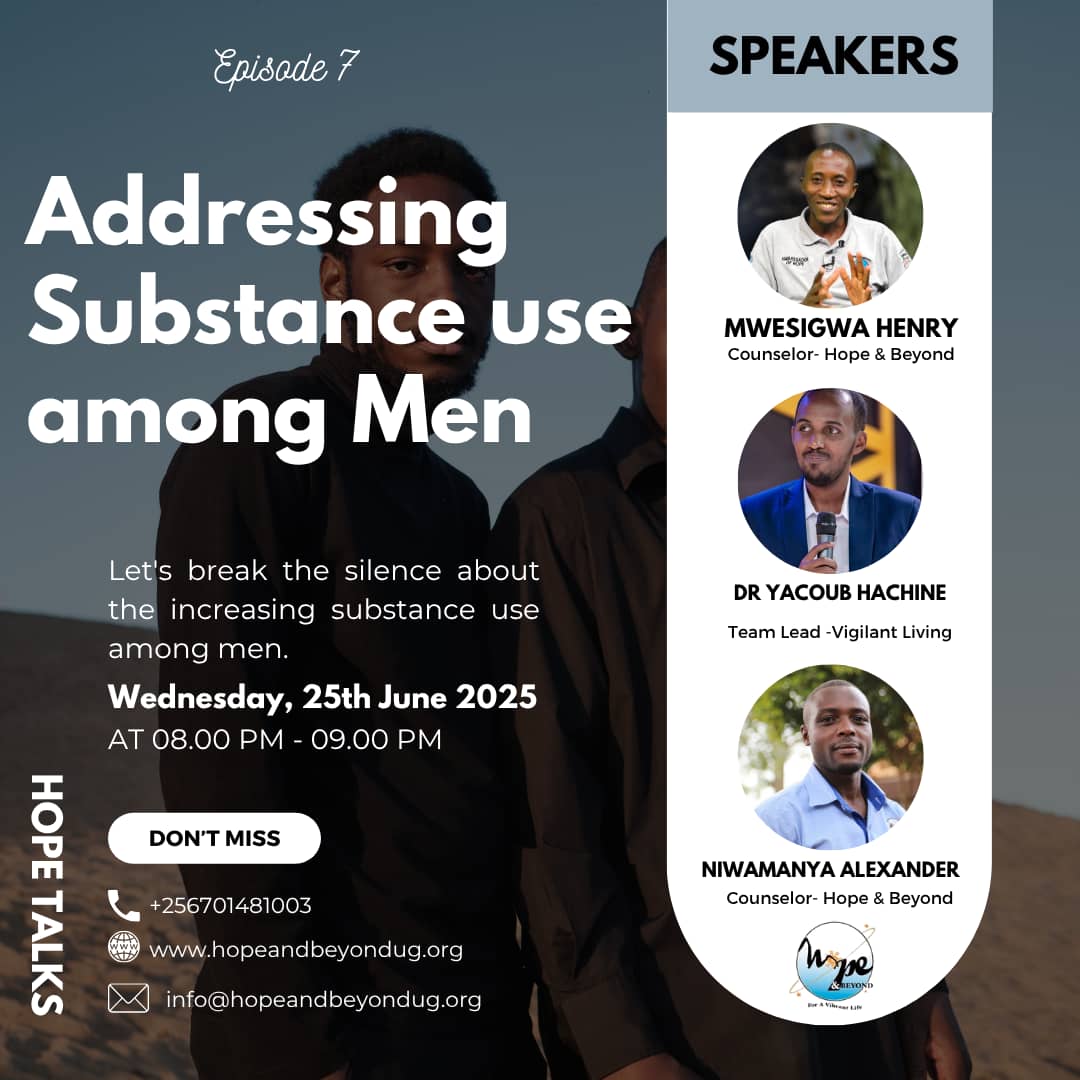 HopeAndBeyondUg's tweet photo. At 8 PM this evening, the #hopetalks return! 

We will be discussing how to "address substance use amongst men". 

See you there. 

Link: https://t.co/EonND2vdym

#vision2030hab https://t.co/GD13Cif0yB
