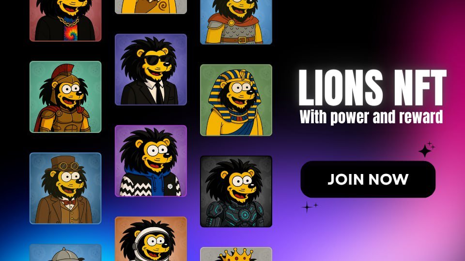 🔈 New Update: LIONS NFT is Now Live!💡

Roar roar roar!🦁 Fellow Lion holders, the long-awaited LIONS NFT has officially launched!🎉 Every single LIONS NFT could be the next breakout asset! Upgrade, split, grow in value, all in your control!😼

💫New NFT System:

1⃣Each user can