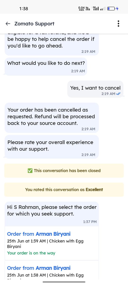 sr_safiur's tweet photo. @zomatocare @zomato yesterday night I order food from that restaurant and later I have been that order and I got sms from on my registration mob no. Your delivery agent calling that your food is ready for delivery. I need immediately support. https://t.co/lmS8pgLYcW