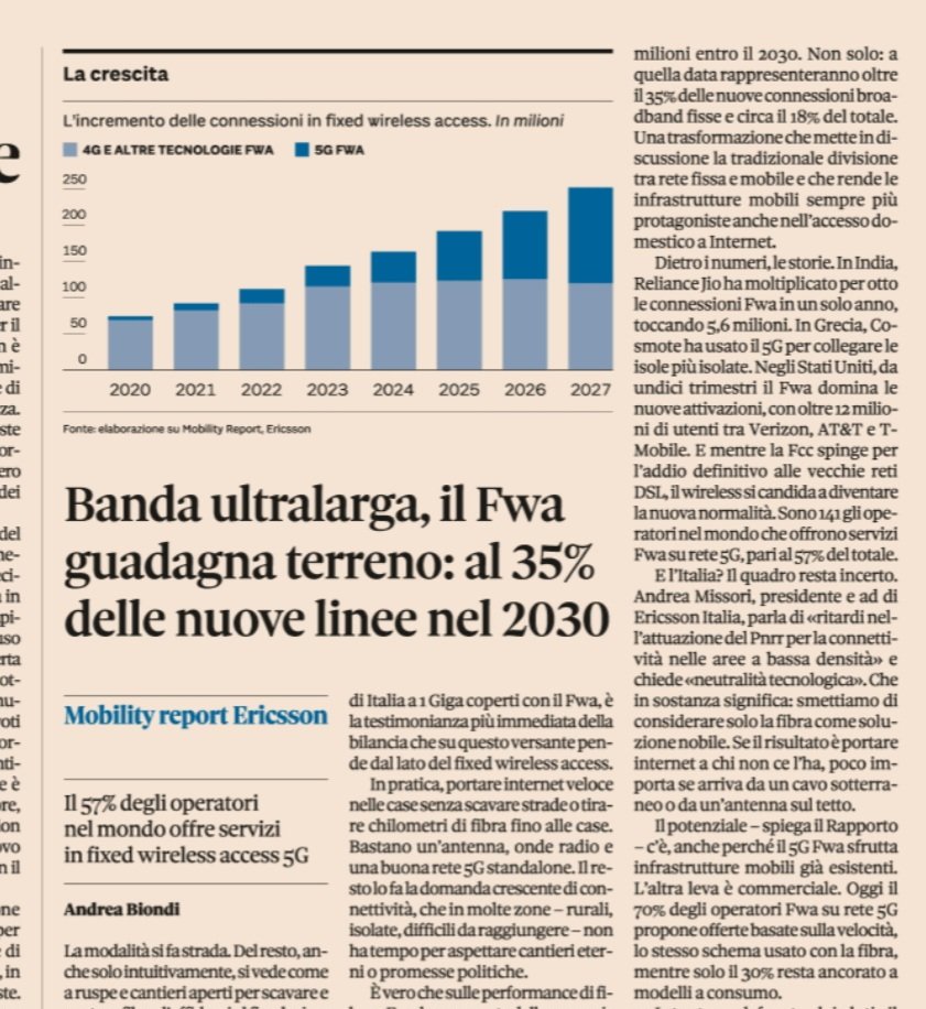 Andrea Biondi (@an_bion) on Twitter photo Cresce il Fixed Wireless Access (#FWA) nel mondo. Per andare oltre le difficoltà di rollout della #fibra. I risultati del Mobility Report di #Ericsson. Oggi sul <a href="/sole24ore/">IlSole24ORE</a> in #edicola #rassegnampa #TLC Cresce il Fixed Wireless Access (#FWA) nel mondo. Per andare oltre le difficoltà di rollout della #fibra. I risultati del Mobility Report di #Ericsson. Oggi sul <a href="/sole24ore/">IlSole24ORE</a> in #edicola #rassegnampa #TLC