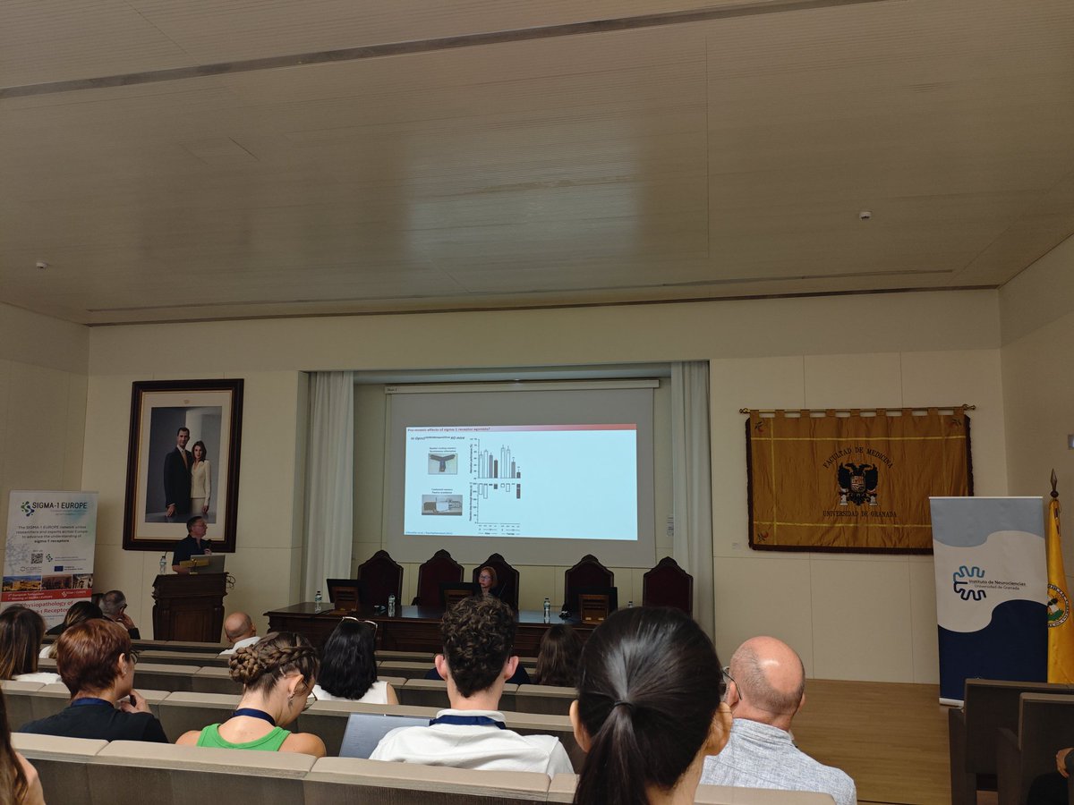 pharmaofpain's tweet photo. Dr. Tangui Maurice speaking about the anti-amnesic and neuroprotective 🧠 effects of sigma-1 receptor agonists in the opening lecture of the 5th European Symposium/ 1st Meeting of the European Network for Sigma-1 Receptor as a Therapeutic Opportunity (COST)🧬 https://t.co/wFtwbRSdEO