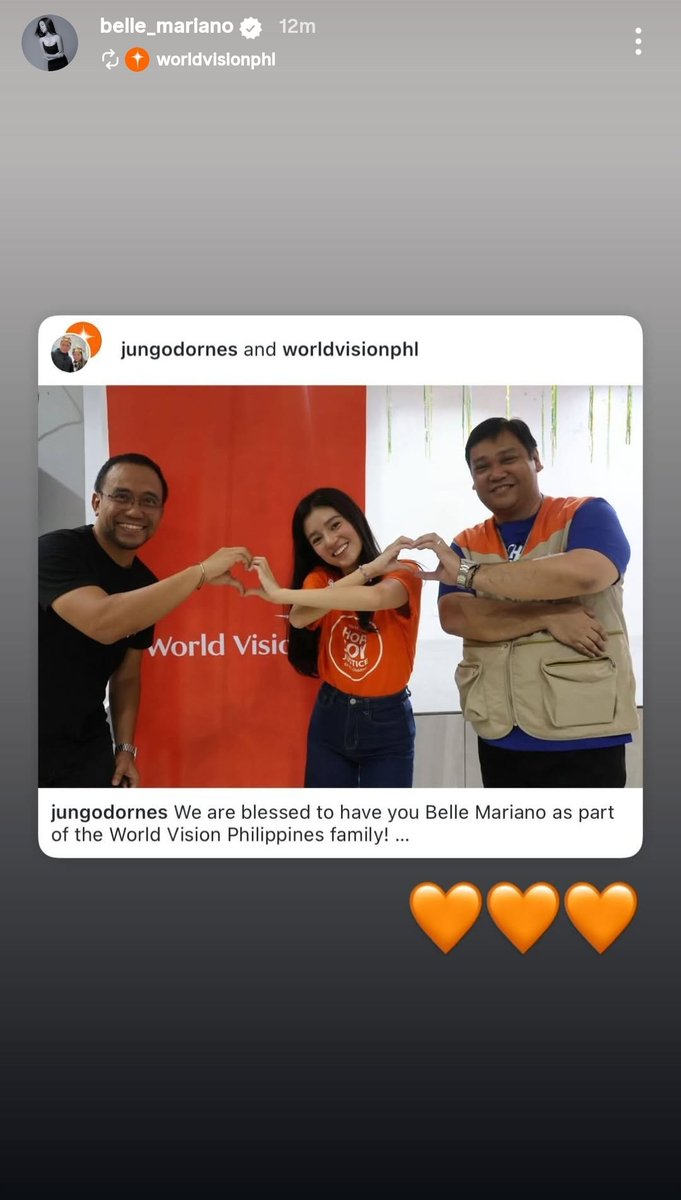 MDBOFC's tweet photo. @bellemariano02's IG Story.
(06252025)

"🧡🧡🧡"

#BelleMariano
#BelleForWorldVision https://t.co/6lvZ7QzvK8