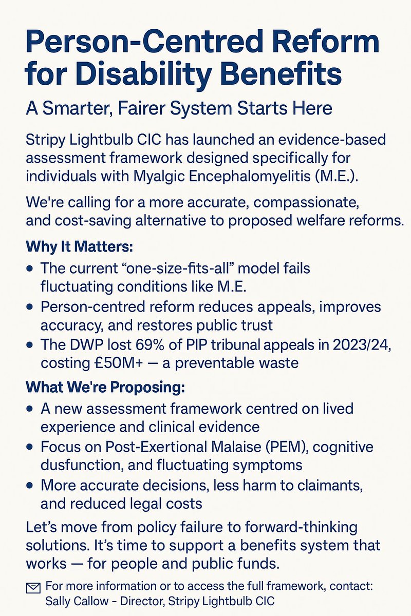 StripyLightCIC's tweet photo. What we are proposing after COLLABORATING with members of the M.E. community.

Please get involved - https://t.co/qDuLCYTfVw

#TakingThePIP #MEcfs #DignityByDesign
As per our email - @SkyNews @Channel4News @BBCNews @guardian and other #media outlets in #UK https://t.co/IK1RhLwc0E