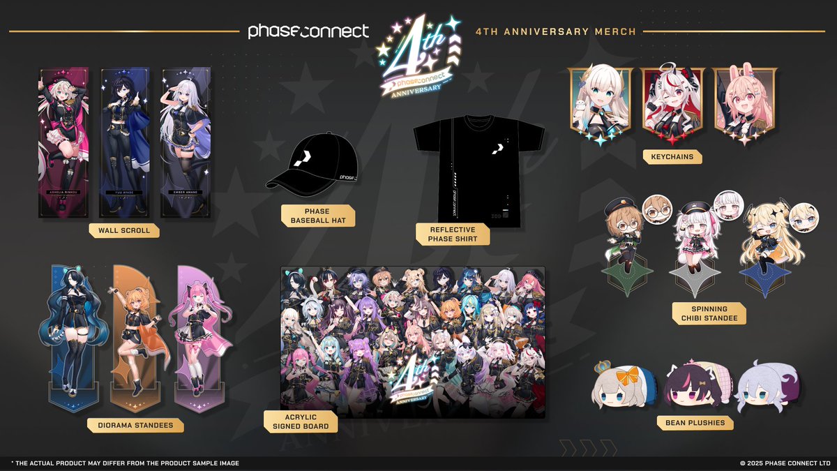 PhaseConnectJP's tweet image. ✨4周年記念グッズのお知らせ✨
PhaseConnectの4周年を記念したグッズが発売!
是非一緒に4周年をお祝いしてください🎉
👚PhaseConnect Tシャツ
👒PhaseConnect キャップ
🖼アクリルサインボード
💖アクリルスタンド
🔑キーホルダー
🌟ちびアクリルスタンド(回転します!)
🌈ウォールスクロール…