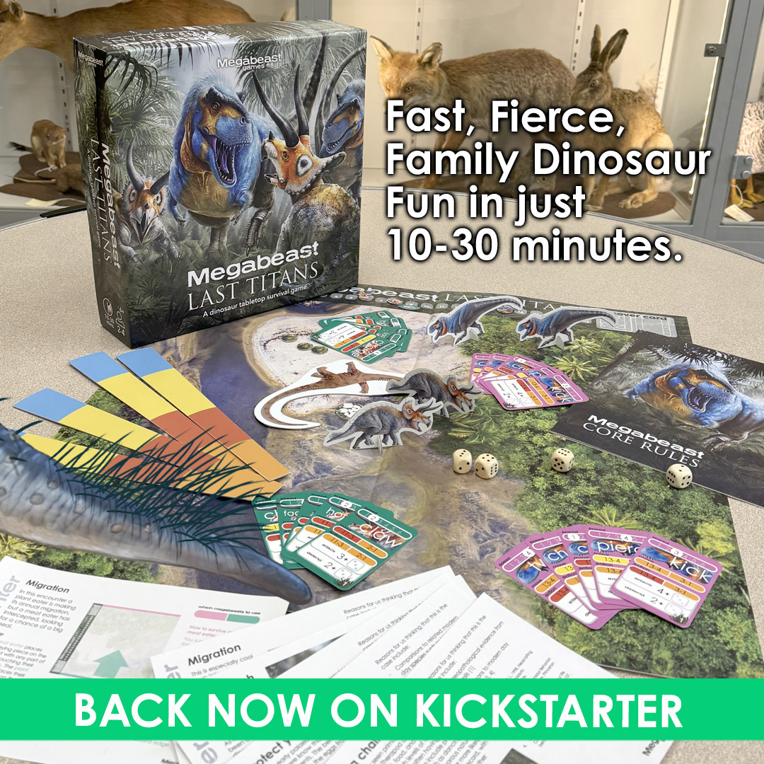 Megabeast: Last Titans is more than dinos, it's a fast, clever strategy game where every move counts. Outsmart, outlast, survive! 
#dinosaurs #tabletopgames #boardgames 
Back now - just 5 days left!
kickstarter.com/projects/megab…