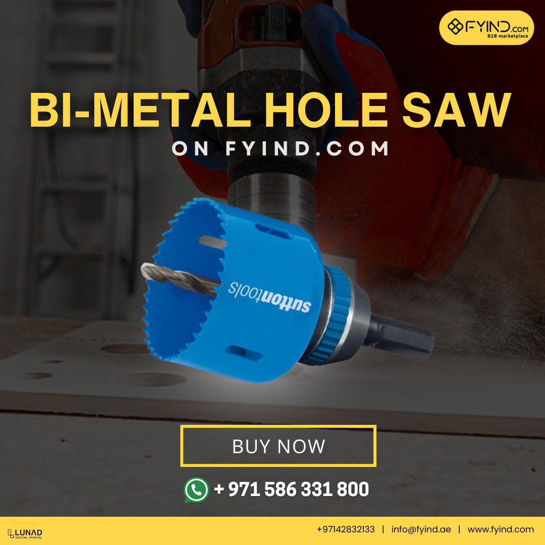 FYIND_COM's tweet image. Need clean, precise cuts through wood or metal?

Grab a Bi-Metal Hole Saw from top UAE suppliers on FYIND - fyind.com/uae/en/tools-a…

.

#HoleSaw #ToolsUAE #Tools #HandTools #ToolKit #Hardware #ConstructionTools #Fyind #B2BMarketplace #IndustrialSupplies #UAE #KSA #Dubai