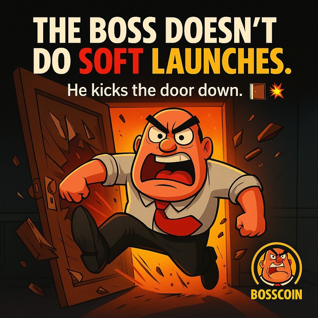 BiggbossCrypto's tweet photo. 🚪💥 THE BOSS DOESN’T DO SOFT #LAUNCHES
He doesn’t knock…
He kicks the f*ckin’ door down.

$BOSS is here to dominate the #memecoin game on #Solana.
No taxes. No mercy. No time to wait.

⚡ Get in early 👉 https://t.co/amxGdPb82k
💬 Join the Boss Army 👉https://t.co/v8yXP1yH5j https://t.co/ABBqDtYGuL