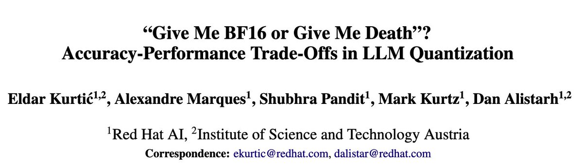 Our flagship paper on how far careful quantization can really go in practice got accepted as an oral at ACL 2025 (top 8%)! 🥳

Turns out, old-school methods like GPTQ, SmoothQuant, and RTN are quite good when tuned properly. 
All of the tricks are already in LLM-Compressor!