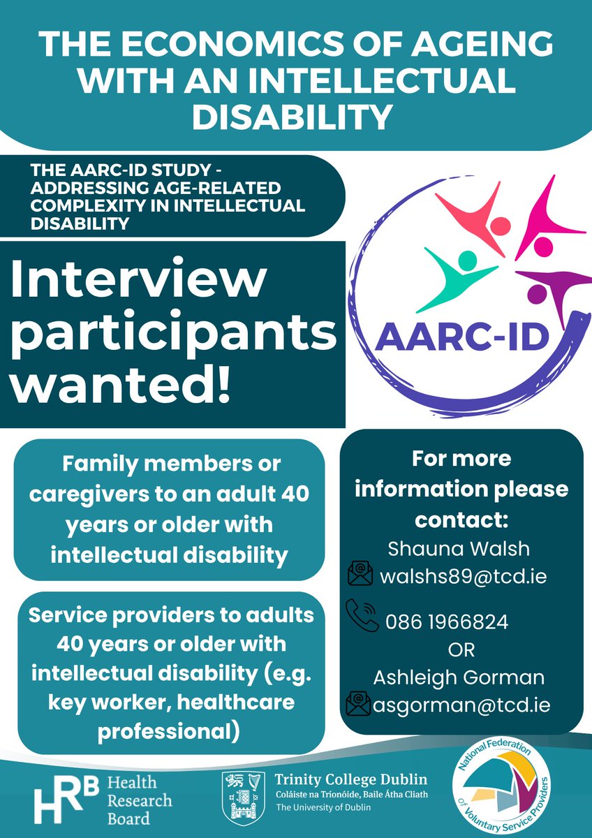 ageingwithID's tweet image. 📣 Participant Recruitment: AARC-ID Study
We are inviting family members and informal carers who support adults aged 40+ with an intellectual disability to take part in the AARC-ID research study.
We are inviting healthcare professionals (i.e. medical professionals, allied…