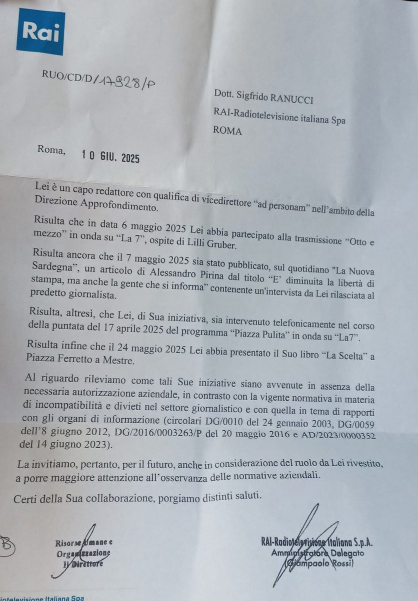 DOPO 27 ANNI DI RAI HO VINTO UN PROCEDIMENTO DISCIPLINARE
Convocato dal mio direttore Corsini, pensavo mi rassicurasse sul fatto che le puntate di Report non verranno tagliate e i compensi della mia squadra fossero salvi, anche solo per gratitudine per la qualità del lavoro