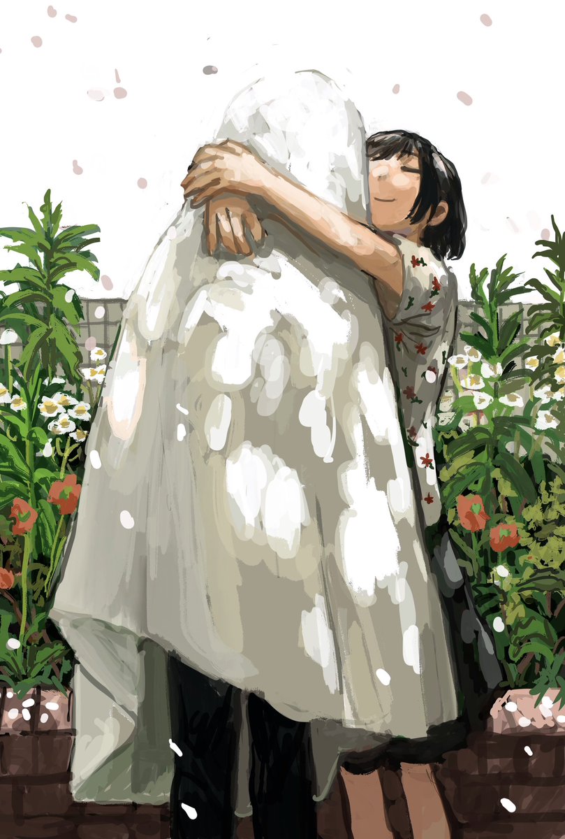 草森ゆきさんが私のおばけの絵をもとに書いてくれた作品「少女とおばけ、それからの春」を読んでさらに私が作中をイメージして描いた絵です。もう、4年前…！！