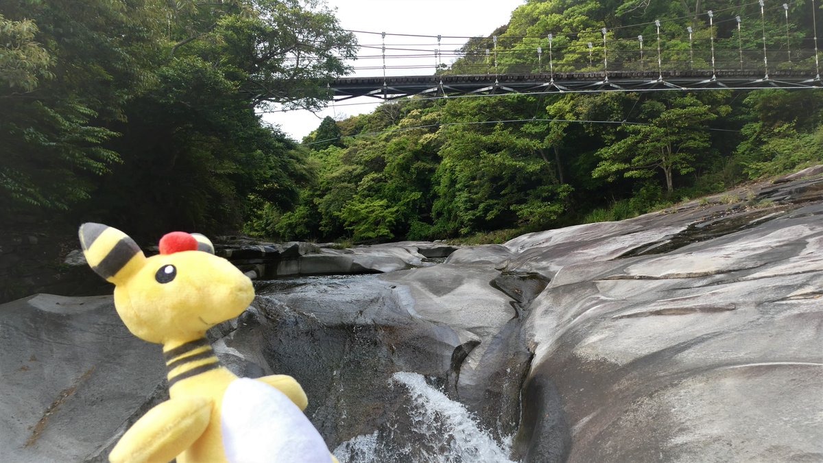 nagasaki_denryu's tweet image. 【デンリュウとお散歩⚡対馬編②】
こちらは「鮎もどし自然公園」の写真です!
川全体が天然の岩でおおわれているとても珍しい場所となっています!岩肌がなめらかで、夏は天然のウォータースライダーとして楽しむこともできます!
#デンリュウとお散歩
#対馬市