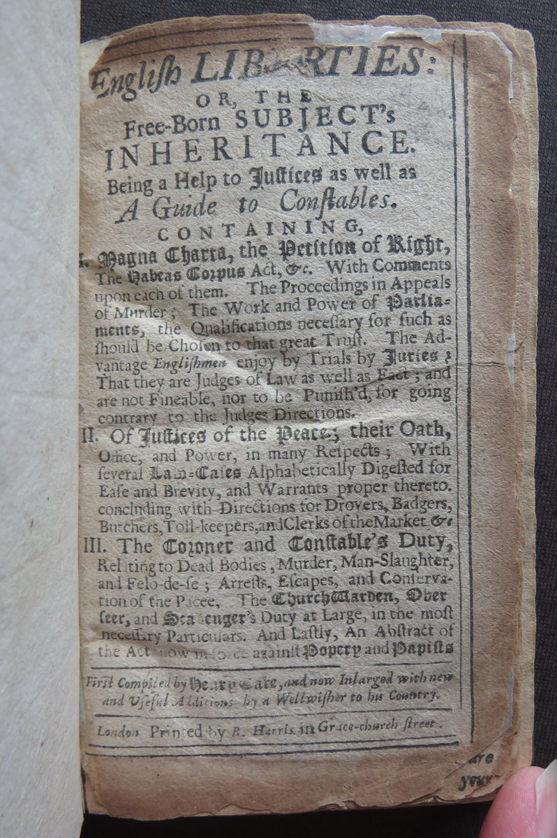 wisdompedlars's tweet photo. ENGLISH LIBERTIES 1703 FREE BORN SUBJECT INHERITANCE Henry Care MAGNA CARTA
#rarebooks #books #18thcentury #England #history #English #Liberty #law #rights #constitution #FreeBorn #subject #MagnaCarta #bookhistory #jury #bookauction
https://t.co/np99lbdHA1 https://t.co/gwy3qS1JvJ