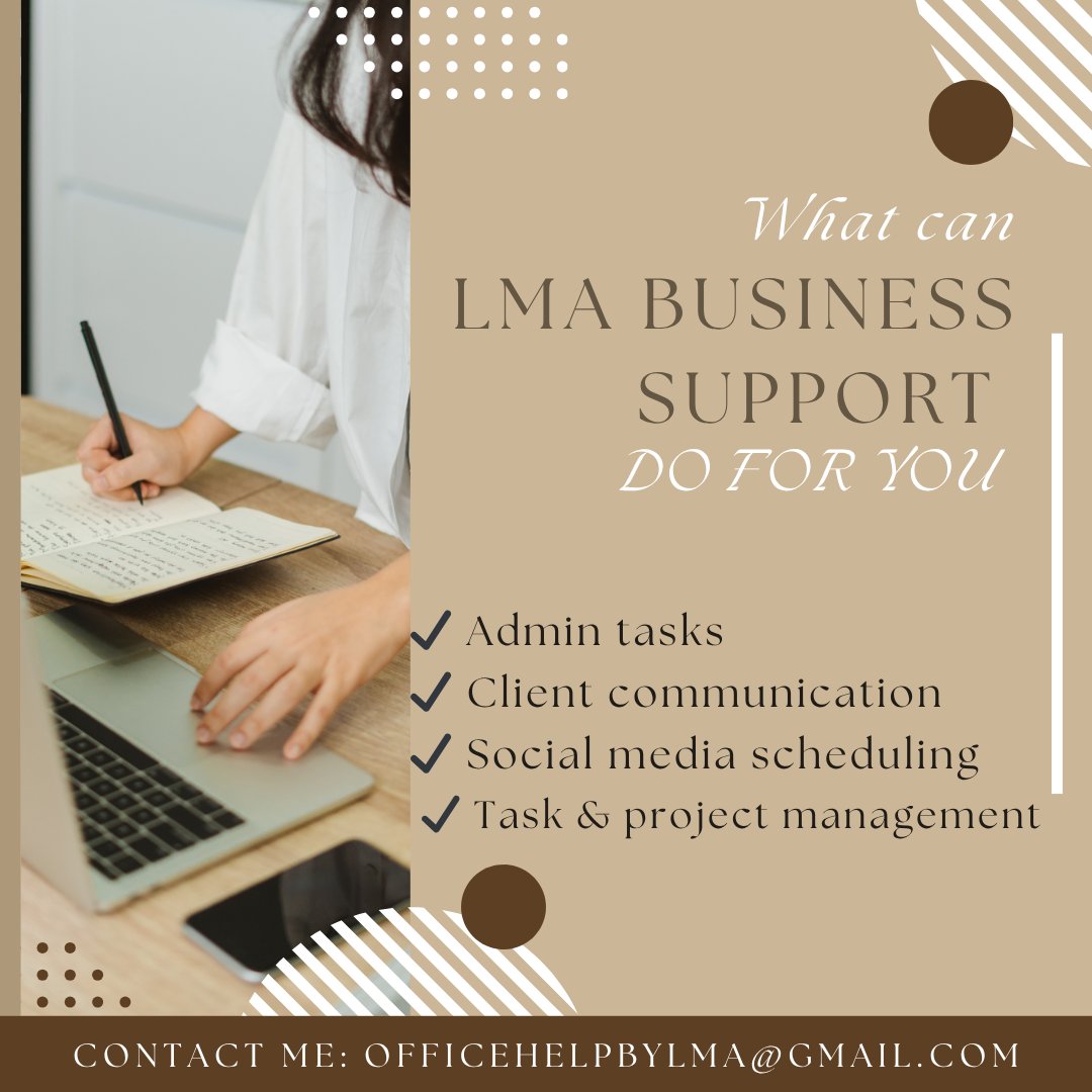 LMAOfficeHelp's tweet image. What LMA Business Support can do for you. 

Please contact me for more details

#virtualassistant #ADMIN #Hire