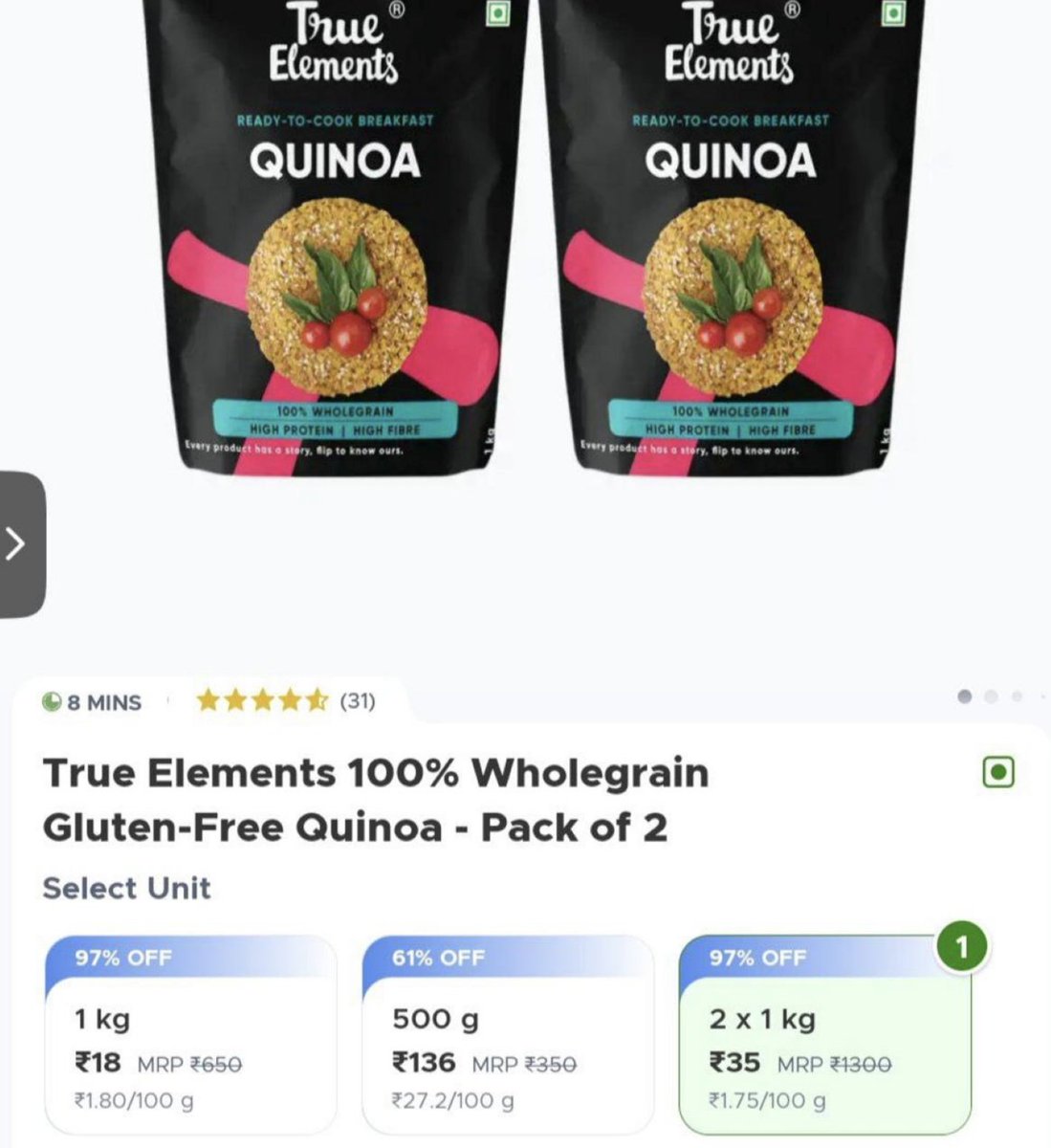 dealsvelocity's tweet image. 🚨 Blinkit Loot Alert 🚨

Flat 97% Off on True Elements! 🥣🔥

Search "True Elements" on Blinkit now!

*Selected Pincodes Only – Hurry! ⏳

#Blinkit #LootDeal #TrueElements #BlinkitOffers #DealAlert #OnlineShopping