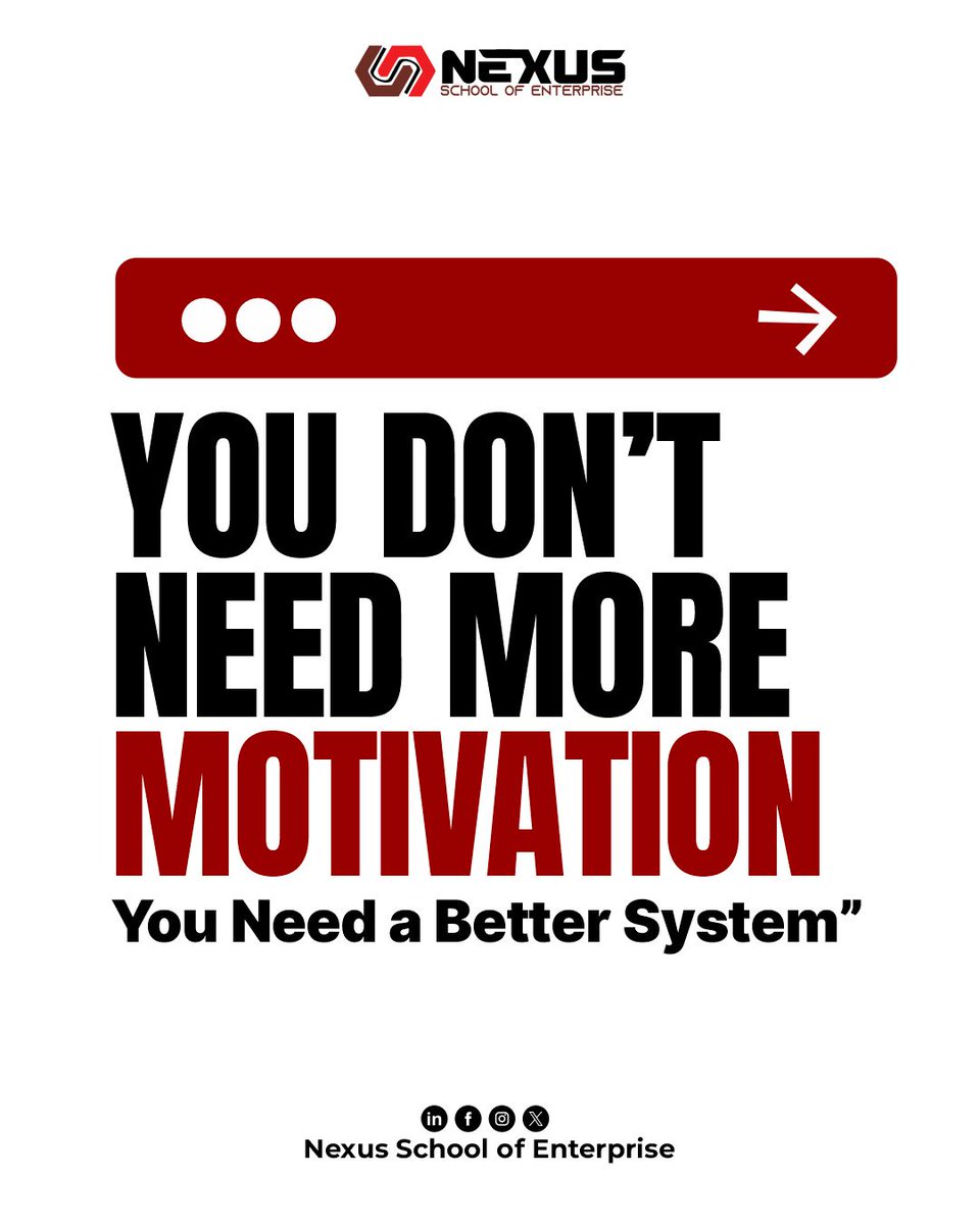 essoschool's tweet photo. Don't chase motivation, build a system. Consistency isn't about feeling ready, it's about showing up. Structure over sentiment. Systems that scale, success that sustains
#nexusschoolofenterprise #NSOE #nexustips #enterpreneur #education #nexus #quote https://t.co/HGRDxn5QDW