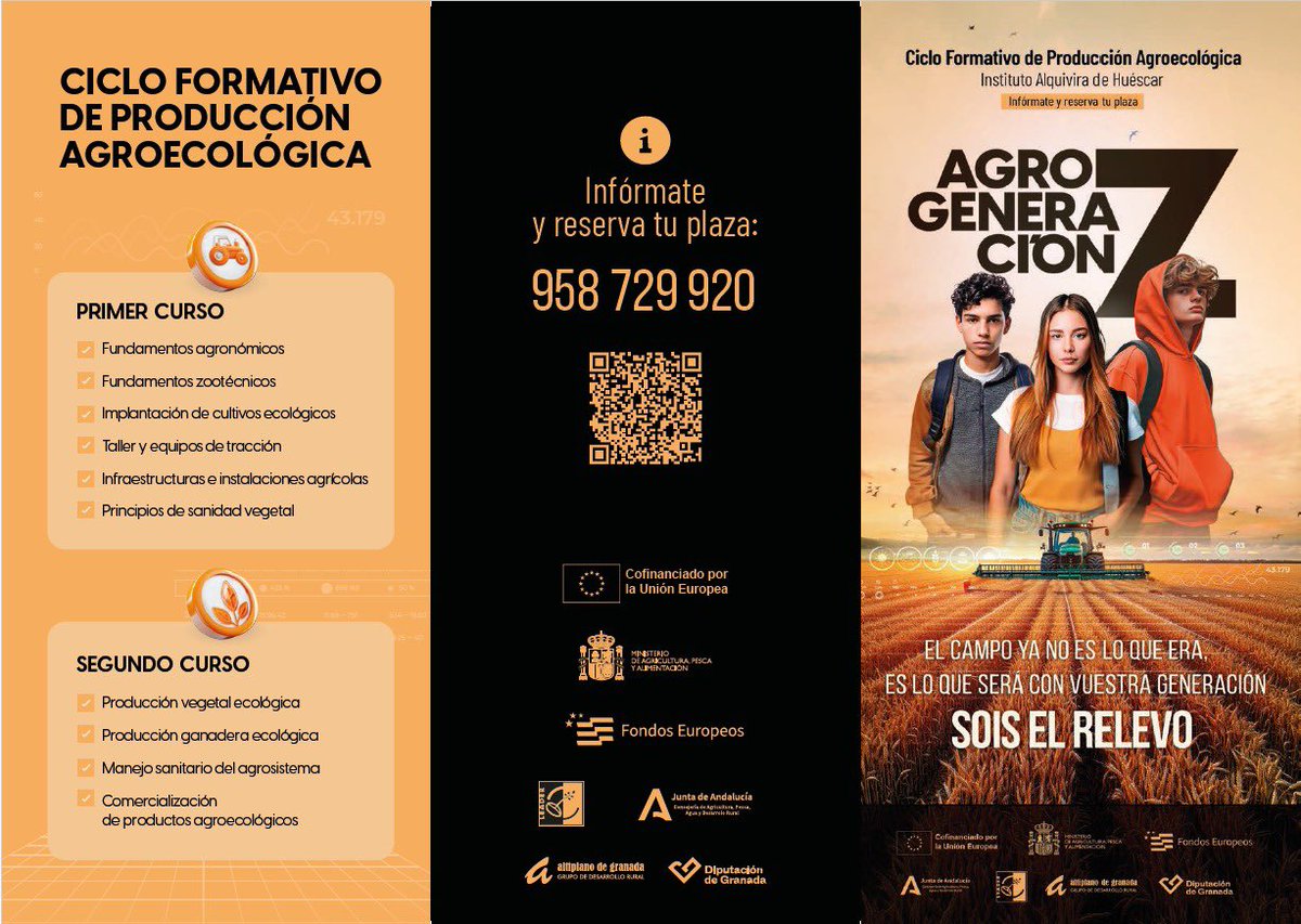 🌱 ¿Te interesa la producción ecológica?
El Instituto Alquivira de Huéscar lanza el Ciclo Formativo de Producción Agroecológica.
Formación práctica, futuro sostenible.
👩‍💻 Inscríbete: improntagranada.es/granada-tierra…
🧑‍🌾 ¡Sois el relevo!
#AgroGeneraciónZ #FormaciónAgroecológica