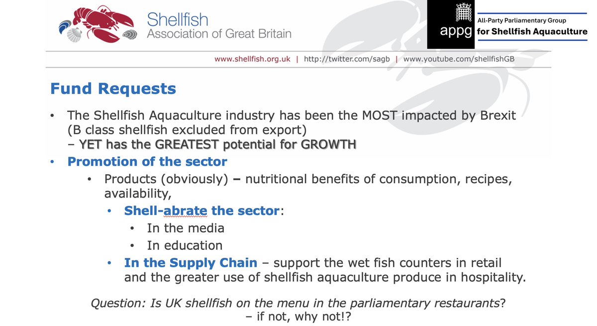 @FisheriesAPPG (@fisheriesappg) on Twitter photo Our first sector speaker, <a href="/SAGB/">Shellfish Association of GB</a> Chief Executive and APPG for Shellfish Aquaculture Secretariat, David Jarrad offers a whole of #UK view and makes the case for #shellfish aquaculture. #FoodSecurity #FishingAndCoastalGrowthFund Our first sector speaker, <a href="/SAGB/">Shellfish Association of GB</a> Chief Executive and APPG for Shellfish Aquaculture Secretariat, David Jarrad offers a whole of #UK view and makes the case for #shellfish aquaculture. #FoodSecurity #FishingAndCoastalGrowthFund