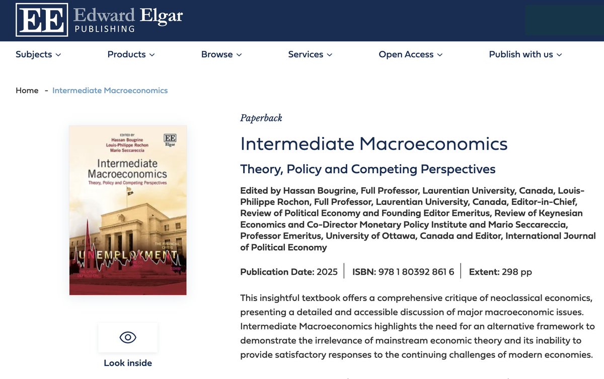 ACEMAXX ANALYTICS (@acemaxx) on Twitter photo #economics
A new upcoming #book “Intermediate Macroeconomics” Theory, Policy and Competing Perspective <a href="/Lprochon/">Louis-Philippe Rochon</a> June 2025 <a href="/ElgarPublishing/">Elgar Publishing</a>
e-elgar.com/shop/gbp/inter… #economics
A new upcoming #book “Intermediate Macroeconomics” Theory, Policy and Competing Perspective <a href="/Lprochon/">Louis-Philippe Rochon</a> June 2025 <a href="/ElgarPublishing/">Elgar Publishing</a>
e-elgar.com/shop/gbp/inter…