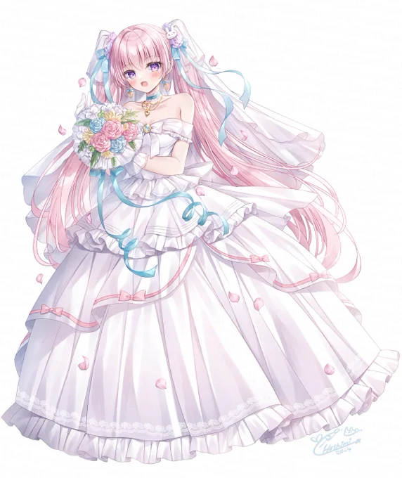 pixivisionさんのこちらの記事でイラスト紹介していただきました〜!₍ ᐢ. ̫ .ᐢ ₎ 昨年描かせていただいた一心寺さんの心寧ちゃんのウェディングなイラストです