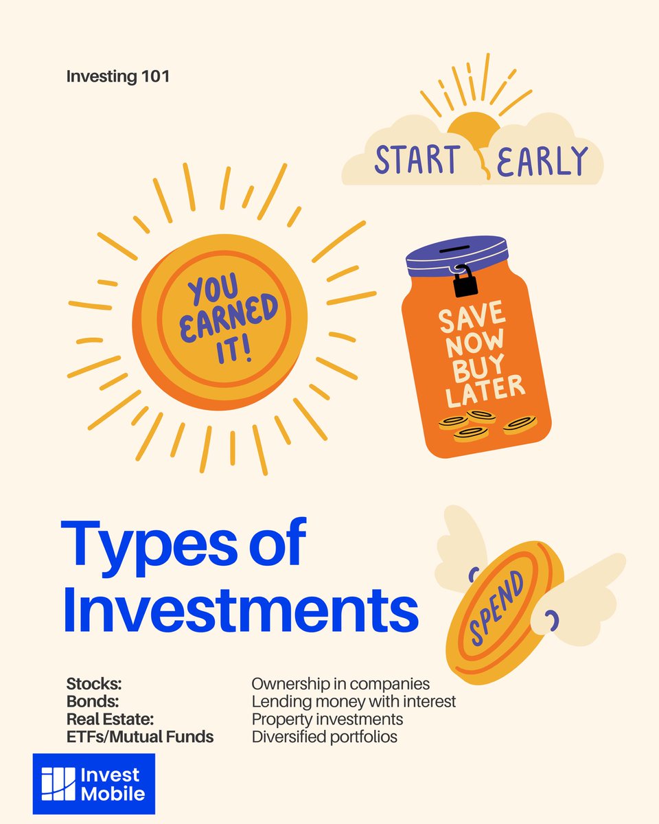 investmobile's tweet photo. Understand your investment options, from stocks to diversified ETFs. While higher potential returns often come with higher risk, diversification is key to managing it. Let the power of compound interest grow your wealth over time.

@investmobile #SmartInvesting #Diversify https://t.co/wmfWdJAD1E