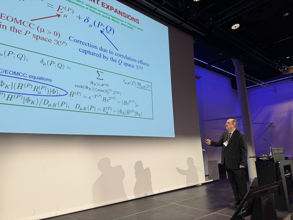 PiecuchPiotr's tweet image. WATOC 2025 is under way. I gave my talk on the CIPSI-driven and adaptive CC(P;Q) approaches available in CCpy (github.com/piecuch-group/…) 2 days ago. Two former members of my group are here, Karol Kowalski and Maricris Mayes. Pictures with Maricris and from my lecture are attached.