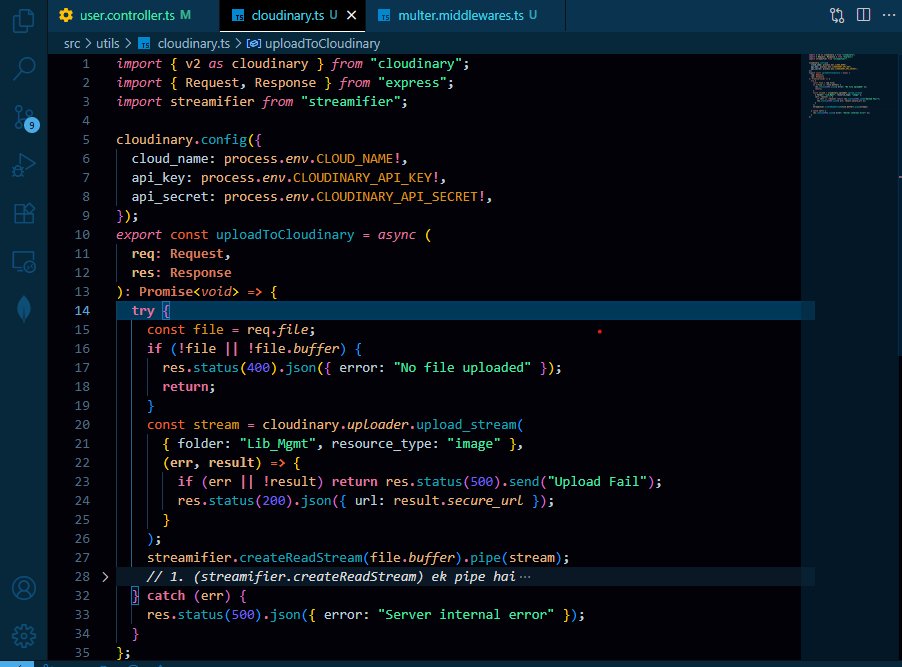 The_VarunSingh_'s tweet image. Hey folks !
Multer and #Cloudinary setup complete 🧐
we send data to @cloudinary in from of buffer using memory storage function of multer package. 🥸
#chaiorcode #100DaysOfCode #typescript #Hiteshdotcom