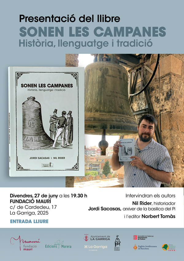 Calendari l'Ermità / Edicions Morera (@calendariermita) on Twitter photo 🔔 Nova presentació de #Sonencampanes 📖
🔔 Divendres 27 de juny Nil Rider i Jordi Sacasas ens endinsaran en el món de les #campanes a la Fundació Maurí a La Garriga <a href="/FundacioMauri/">Fundació Maurí</a>
Us hi esperem!!
<a href="/visitalagarriga/">VisitaLaGarriga</a> #lagarriga #campaners #coleccióermità #edicionsmorera 🔔 Nova presentació de #Sonencampanes 📖
🔔 Divendres 27 de juny Nil Rider i Jordi Sacasas ens endinsaran en el món de les #campanes a la Fundació Maurí a La Garriga <a href="/FundacioMauri/">Fundació Maurí</a>
Us hi esperem!!
<a href="/visitalagarriga/">VisitaLaGarriga</a> #lagarriga #campaners #coleccióermità #edicionsmorera