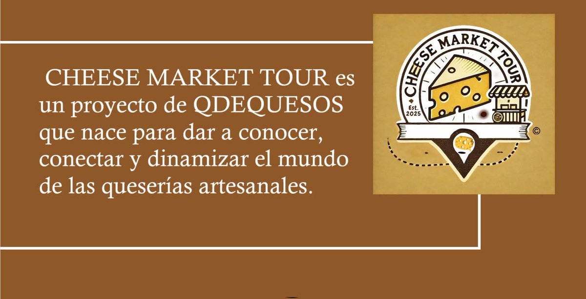 ¡Bienvenidos a CHEESE MARKET TOUR! Nacemos para dar a conocer, conectar y dinamizar el mundo de las queserías artesanales.
🔔 ¡Síguenos para descubrir queserías, aprender de los que saben y vivir experiencias llenas de sabor! ¿Te unes al tour? 

 #quesoartesano #gastromomía
