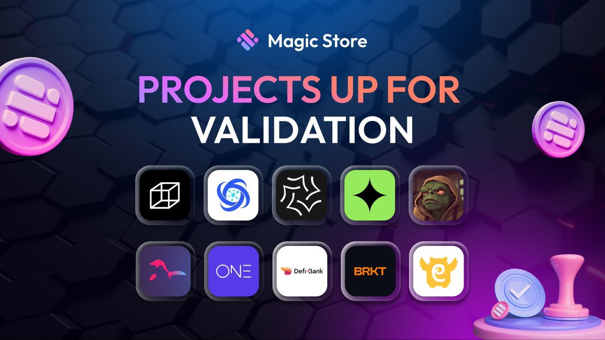 New dApps and Web3 games are up for validation on the Magic Store!

Now’s your chance to show support. 👇

🔹<a href="/sentbottrader/">Sentinel Trader Bot 🫡</a>
🔹<a href="/OmniLabs_AI/">Omni Labs</a>
🔹<a href="/0xResmic/">Resmic</a>
🔹<a href="/spell_club/">Spell Wallet 💫</a> 
🔹<a href="/APEPE_MEME/">APEPE</a>
🔹<a href="/Coingaragesro/">Coingarage</a> 
🔹<a href="/TheOneBroker/">The One</a>
🔹<a href="/defibankoficial/">DEFI Bank - WEB3 Bank</a> 
🔹<a href="/BRKTgg/">BRKT 👑</a> 
🔹<a href="/Eternals_World/">Eternals</a>

🗳️ Cast your