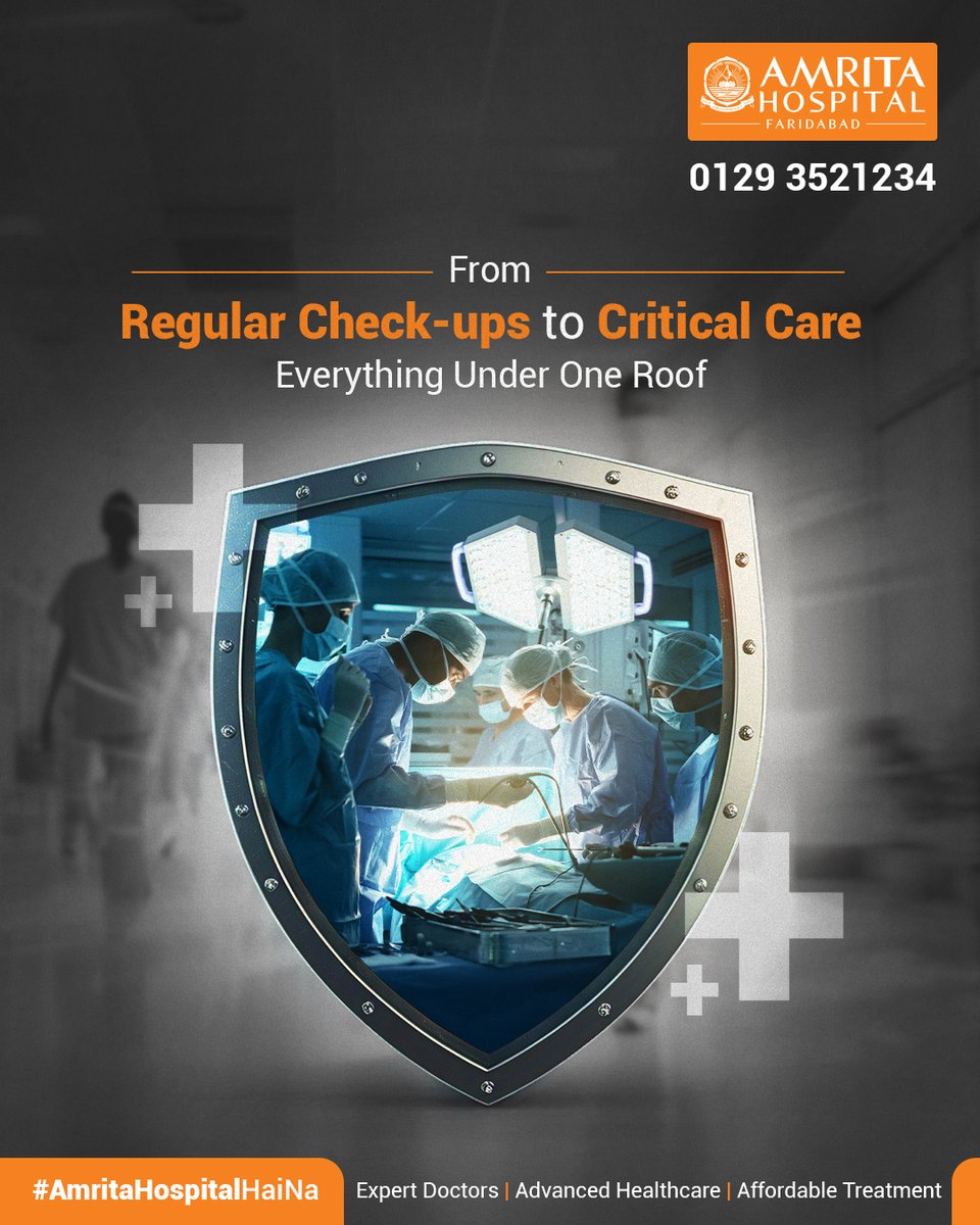 At Amrita Hospital, you’ll find it everything under one roof:
- Specialised diagnostics and surgical care
- Compassionate critical care when it matters most

To book a consultation, visit amritahospitals.org/faridabad or call - 0129-3521234.