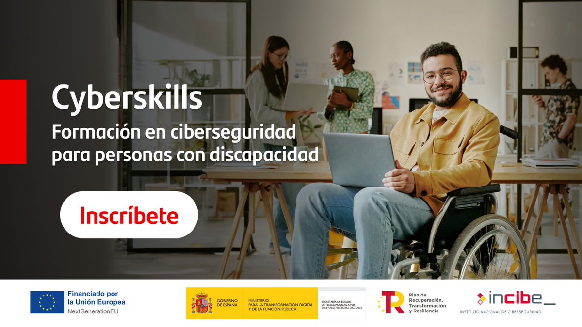 📢 ¿Tienes certificado de discapacidad y te interesa la ciberseguridad?

Apúntate a #CyberSkills: formación gratuita y 100 % online con <a href="/TheBridge_Tech/">The Bridge</a> e <a href="/INCIBE/">INCIBE</a>.

🎓 120 plazas (60 por itinerario)
📅 Inscripciones hasta el 17/07
👉 tinyurl.com/2yzcmx6k

#Ciberseguridad