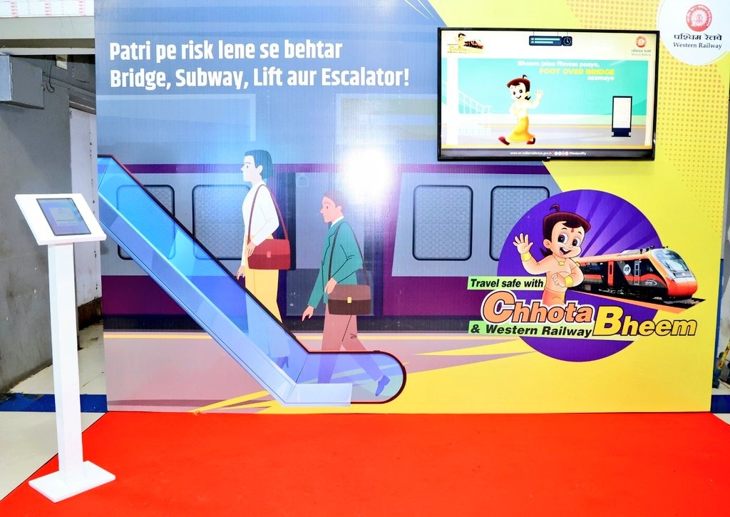 Be Smart, Be Safe – Don’t Rush the Ride 🚆

In a unique initiative, Western Railway teams up with beloved cartoon icon Chhota Bheem to launch a special Safety Awareness Campaign, educating passengers on the dangers of trespassing and boarding or alighting moving trains.