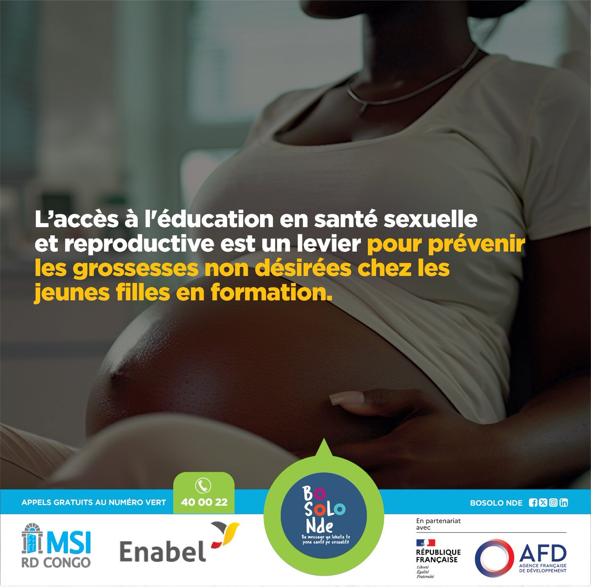 L'accès à l'information sur la santé sexuelle permet aux jeunes filles d'éviter les grossesses non désirées, protégeant ainsi leur éducation et leur avenir.

Contactez-nous gratuitement pour en savoir plus : 40 00 22, Messenger, ou WhatsApp (0818 900 022).
#MSIRDC #SantéSexuelle