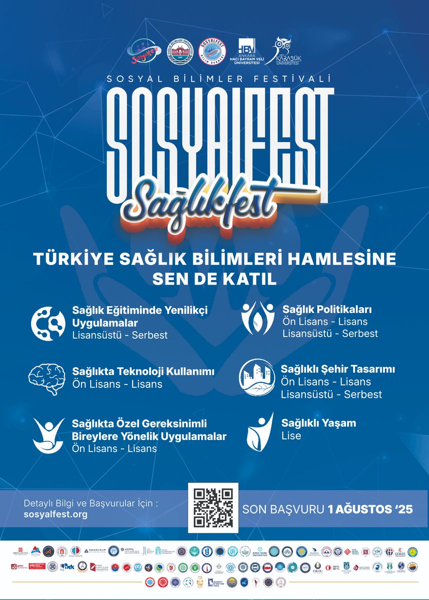 #Sosyalfest 2⃣0⃣2⃣5⃣ kategorileri:

❤️Türkiye Yüzyılı
❤️İlahiyat
❤️Türk Dünyası
❤️Sağlıkfest

🔗sosyalfest.org
📞03704186289