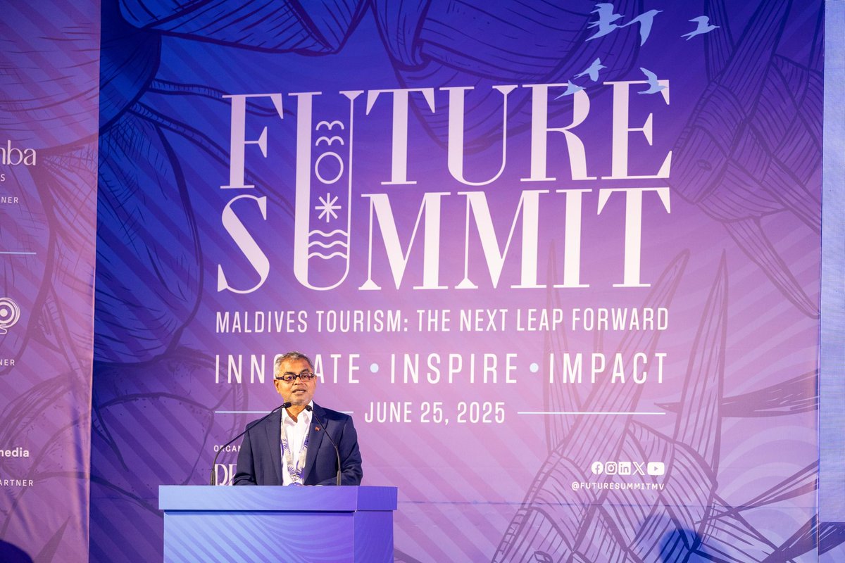 MoTmv's tweet photo. Minister @thoriqIbrahim, was the Chief Guest at the successful second Future Summit. 

In his opening remarks, Minister called for greater dialogue and closer industry collaboration for sustainable growth. Key takeaways included empowering Maldivian hospitality professionals, expanding our cultural experiences, and embracing data-driven strategies across the sector.