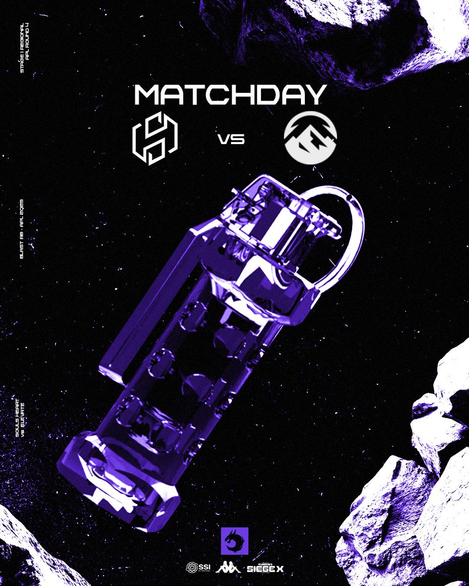 Its time for round 4 off <a href="/R6esportsASIA/">Rainbow Six Esports Asia</a> . Today we face off against <a href="/ElevateGG/">ELEVATE</a> 🔥   

Tune in at 15:20 CEST  🫡

📺 twitch.tv/tomjsherlock

 #R6APL / #SoulsHeartForever 💜🤍