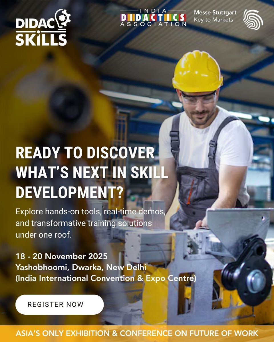 The demand for a skilled workforce is growing fast. At Didac Skills 2025, discover practical, hands-on innovations designed to strengthen training ecosystems and enhance the delivery of industry-relevant capabilities.

Register today: didacskills.com