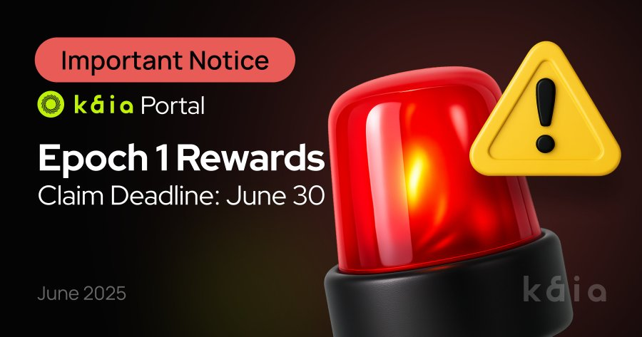 Phần thưởng Kaia Portal Epoch 1 phải được nhận trước ngày 30 tháng 6 năm 2025 – 23:59 KST. 

Tất cả 6 vòng phân phối đã hoàn tất. Phần thưởng chưa nhận sẽ hết hạn sau thời hạn. 

Anh em kiểm tra &amp; nhận ngay → portal.kaia.io

Ngoài ra thì Epoch2 vẫn