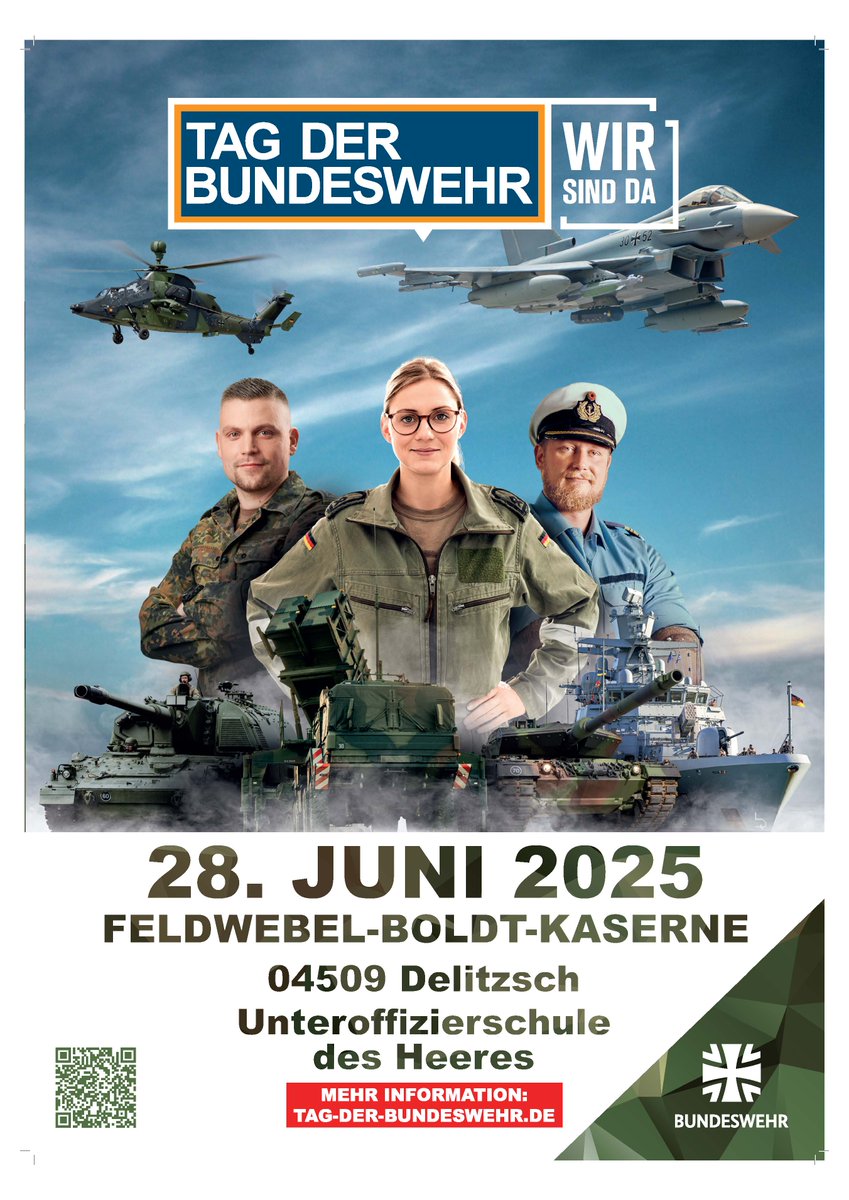 Die #Justiz #SachsenAnhalt ist am Samstag (28.6.) beim Tag der Bundeswehr 2025 in Delitzsch dabei. Unser #justizkarriere-Team informiert über Ausbildungs- und Berufsmöglichkeiten in Gerichten, Staatsanwaltschaften und im #Justizvollzug. 
Mehr zum #TdBw25: bundeswehr.de/de/bundeswehr-…