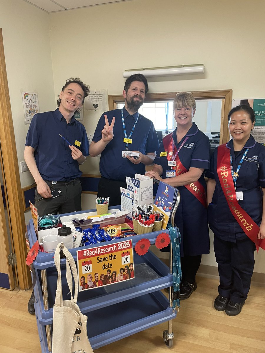 We really enjoyed our Red for Research day at QEQM Hospital, promoting the trials we are running. We met lots of colleagues on our trolley dash 😀