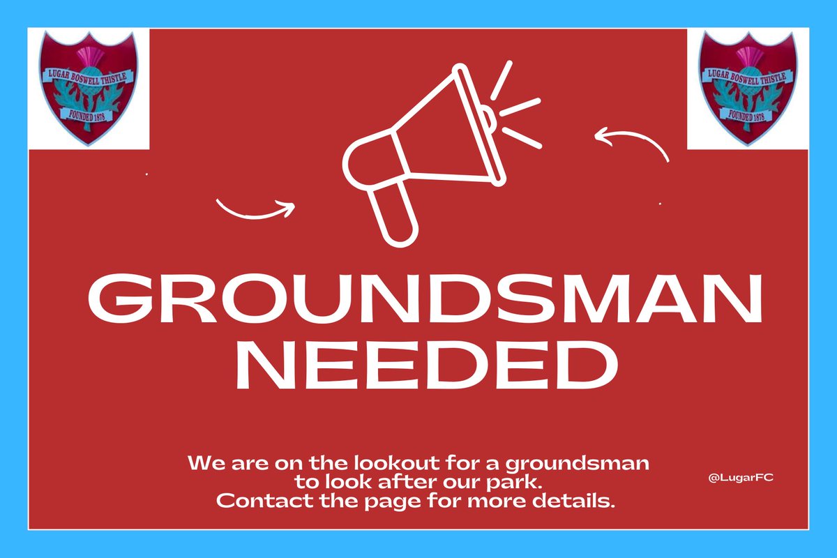 🚜| 𝑮𝑹𝑶𝑼𝑵𝑫𝑺𝑴𝑨𝑵 𝑹𝑬𝑸𝑼𝑰𝑹𝑬𝑫
We are looking for a groundsman to cut, line and complete any other work required to the pitch throughout the season.

Please message the page for more details if interested.

#ATJB