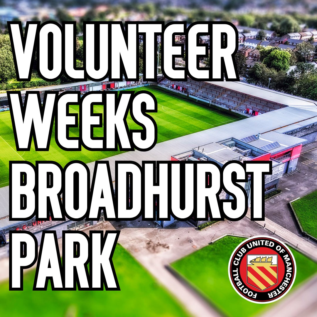 We’re calling all volunteers! 🙌 

Join us at Broadhurst Park for two Volunteer Weeks to help clean, paint, garden, and spruce up the ground in preparation for the new season.  

Get involved over the next couple of weeks!

fc-utd.co.uk/news-story/vol…