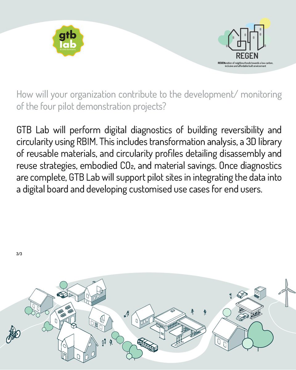 🌍🤝 Meet EUROPEAN LABORATORY for
GREEN TRANSFORMABLE BUILDINGS (GTB Lab) 🇳🇱

👉 If you want to read more about them, please check their website: gtb-lab.com

🌐 Find out more about the REGEN Project on our website: regenproject.eu
