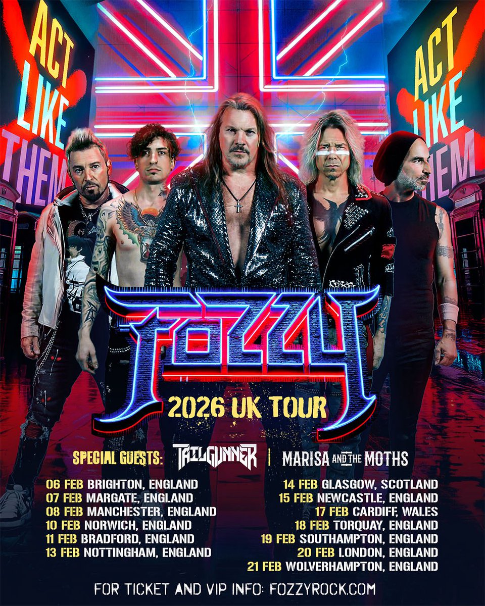 We are SO excited to announce that we will be supporting the incredible @fozzyrock on their UK tour with @tailgunnerhq in February 2026 for some of our biggest indoor shows yet! 🥳 subscribe to our mailing list now to find out more at marisaandthemoths.com/tour 🤘🔥