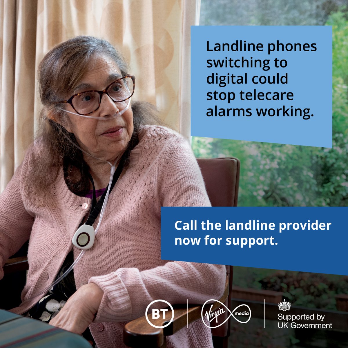 mentalhealth's tweet image. 📢 Do you or someone you know use a telecare alarm?
Landlines switching to digital could stop telecare alarms working. The switchover is already happening, so call the landline provider for support now. Find out more: digitalphoneswitchover.com.