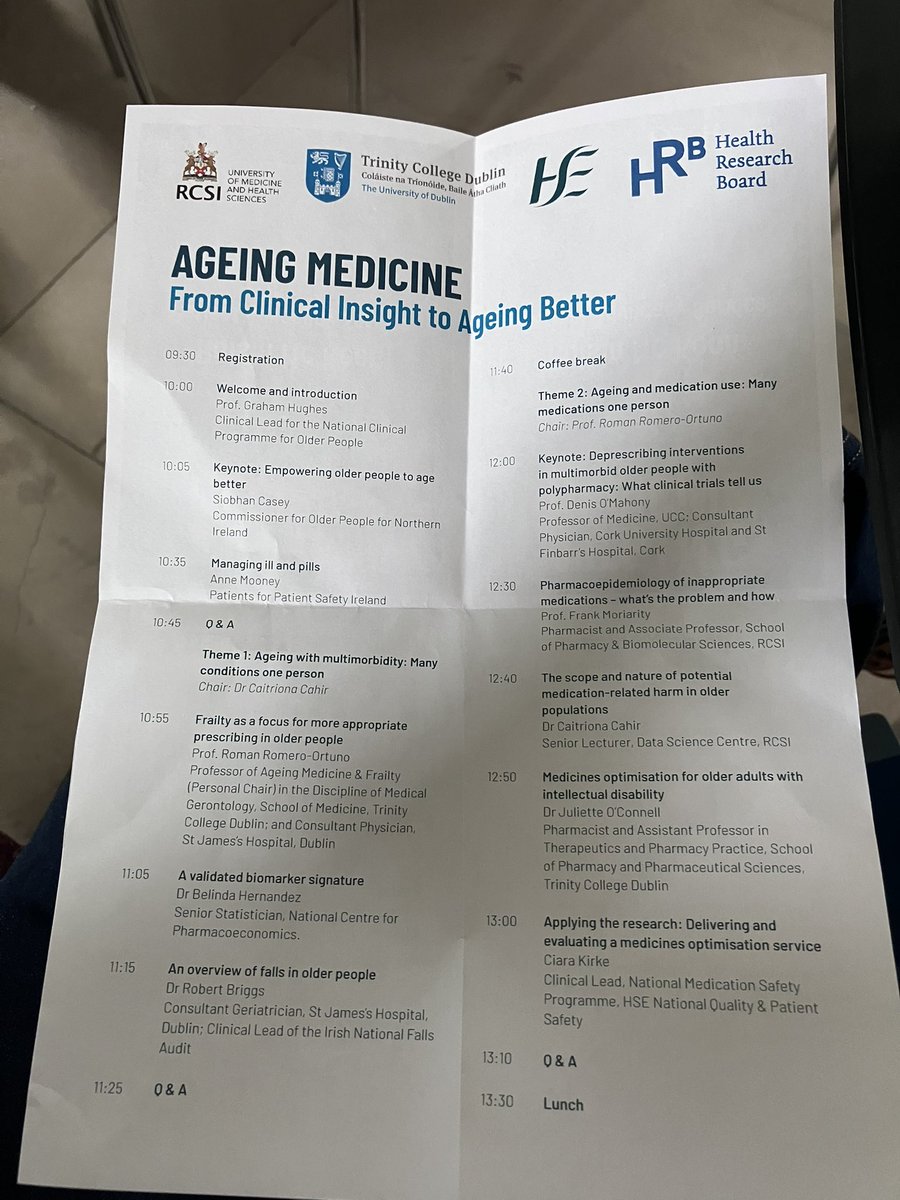 Patient Advocacy Service (@advocacyire) on Twitter photo The agenda for this morning’s event, Ageing Medicine: From Clinical Insight to Ageing Better. Some excellent topics, in particular Empowering older people to age better” and a presentation from <a href="/PFPS_Ireland/">PatientsForPatientSafetyIreland</a>
<a href="/RCSI_Irl/">RCSI</a> <a href="/hrbireland/">HealthResearchBoard</a> <a href="/tcddublin/">Trinity College Dublin</a> <a href="/HSELive/">HSE Ireland</a> The agenda for this morning’s event, Ageing Medicine: From Clinical Insight to Ageing Better. Some excellent topics, in particular Empowering older people to age better” and a presentation from <a href="/PFPS_Ireland/">PatientsForPatientSafetyIreland</a>
<a href="/RCSI_Irl/">RCSI</a> <a href="/hrbireland/">HealthResearchBoard</a> <a href="/tcddublin/">Trinity College Dublin</a> <a href="/HSELive/">HSE Ireland</a>